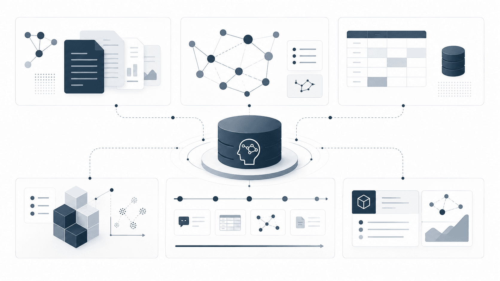 Illustration representing interconnected database and systems projects